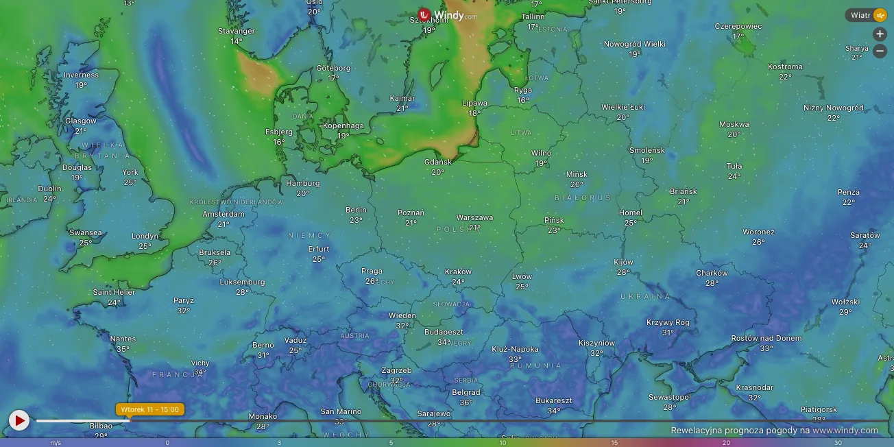 Mapa pogody Windy dla Polski